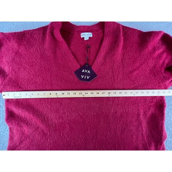Ava & Viv Sweater Womens 2X Red V-Neck Long Sleeve Stretch Plus Size Target NWT - Picture 4 of 9